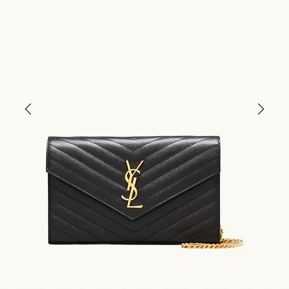 YSL Monogram Large Grain Leather Wallet on Chain